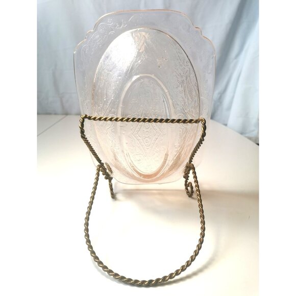 Pink Depression Glass Serving Dish  JEANETTE ADAM Pattern 1930s Small Chip - Picture 5 of 10